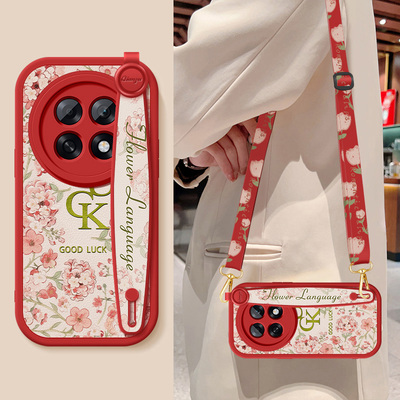 oppoA6Pro手机壳a6gt新款小羊皮A6max防摔保护套OPPOa6i幸运花斜挎腕带挂绳PLN110硅胶软壳PLL110女外壳适用