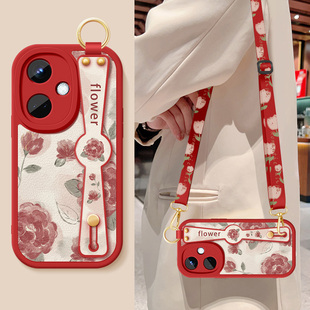 适用oppok12手机壳k11X新款女生k12plus红色玫瑰K11x腕带支架挂绳k12s小羊皮OPPO防摔保护套k12x硅胶5G版软壳