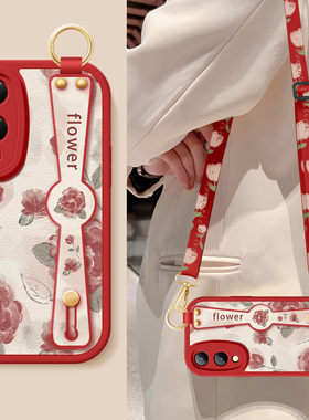 适用vivoy36手机壳y36i新款女y36m红色玫瑰y36s防摔y36t硅胶vivo腕带支架挂绳小羊皮y36c保护套V2318A硅胶软