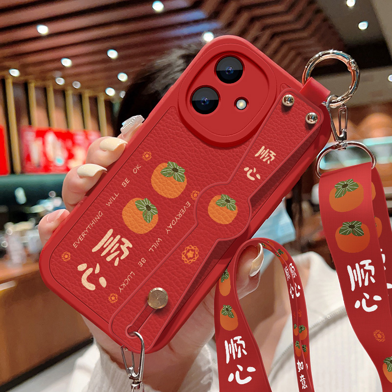 斜挎腕带★小羊皮细腻手感★天使眼镜头保护