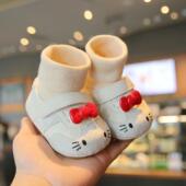 冬季 2高袜筒防掉学步软底防滑男女宝宝雪地鞋 婴儿加绒鞋