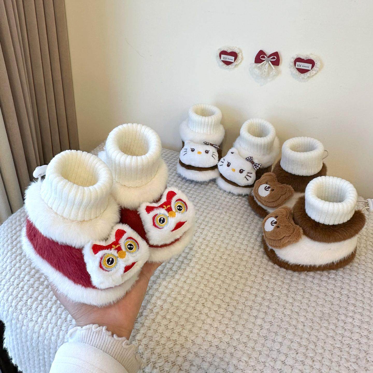 冬季婴儿加绒步前鞋0-12个月过年虎头鞋防掉高帮男女宝宝步保暖鞋,童鞋/婴儿鞋/亲子鞋,婴儿步前鞋/袜鞋,淘宝优惠券,粉丝福利购,淘宝优惠卷