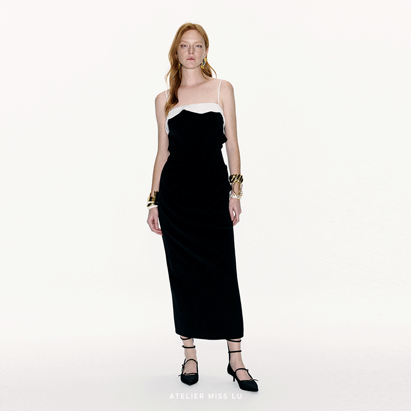 AtelierMissLu【海鸥环游】2025春夏水流裁片拼接收腰吊带连衣裙,女装/女士精品,连衣裙,淘宝优惠券,粉丝福利购,淘宝优惠卷