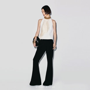 AtelierMissLu【塞勒涅月轨】2026春夏百搭利落微喇九分裤