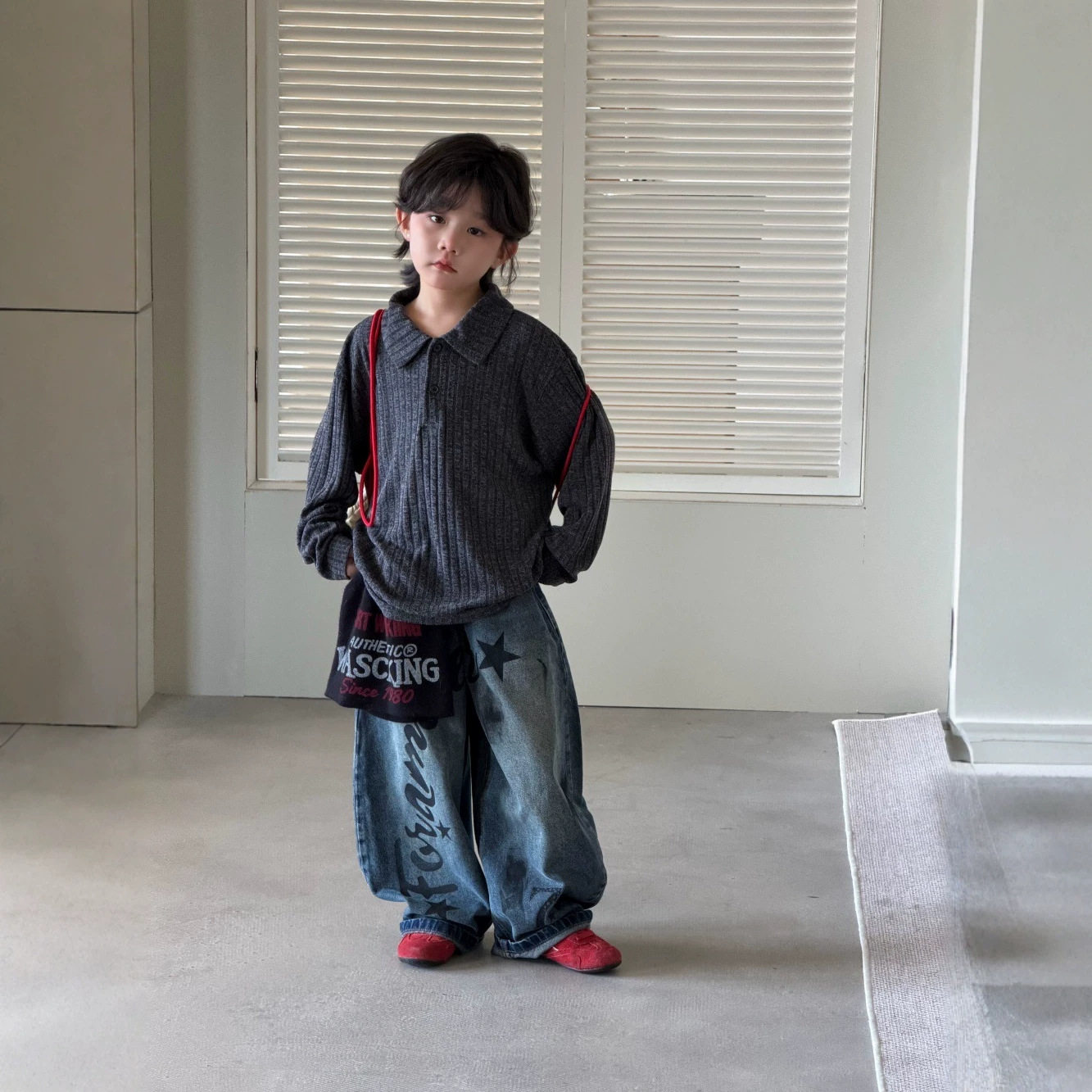 秋季男童韩版POLO衫牛仔裤两件套