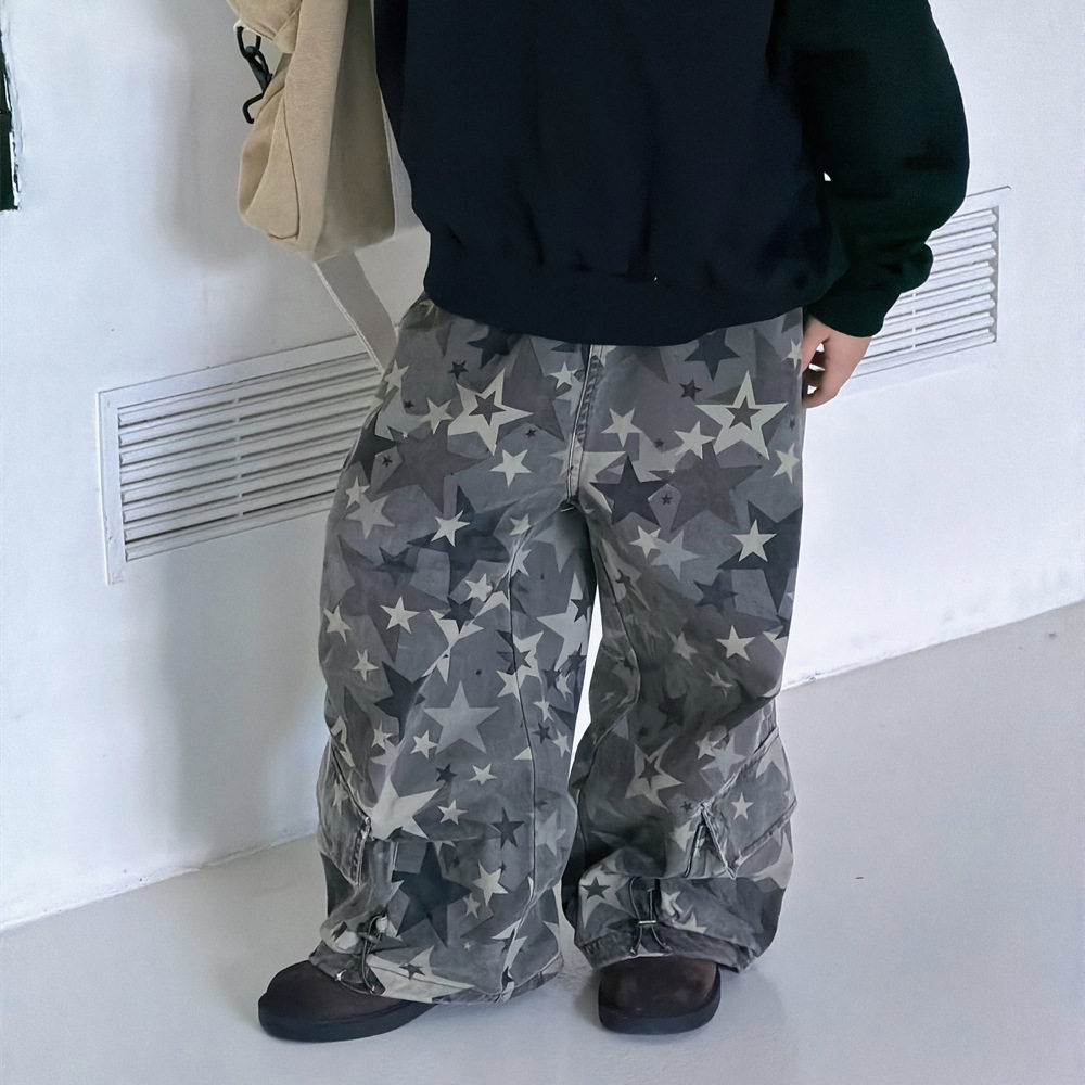 2026秋季男童迷彩工装阔腿长裤