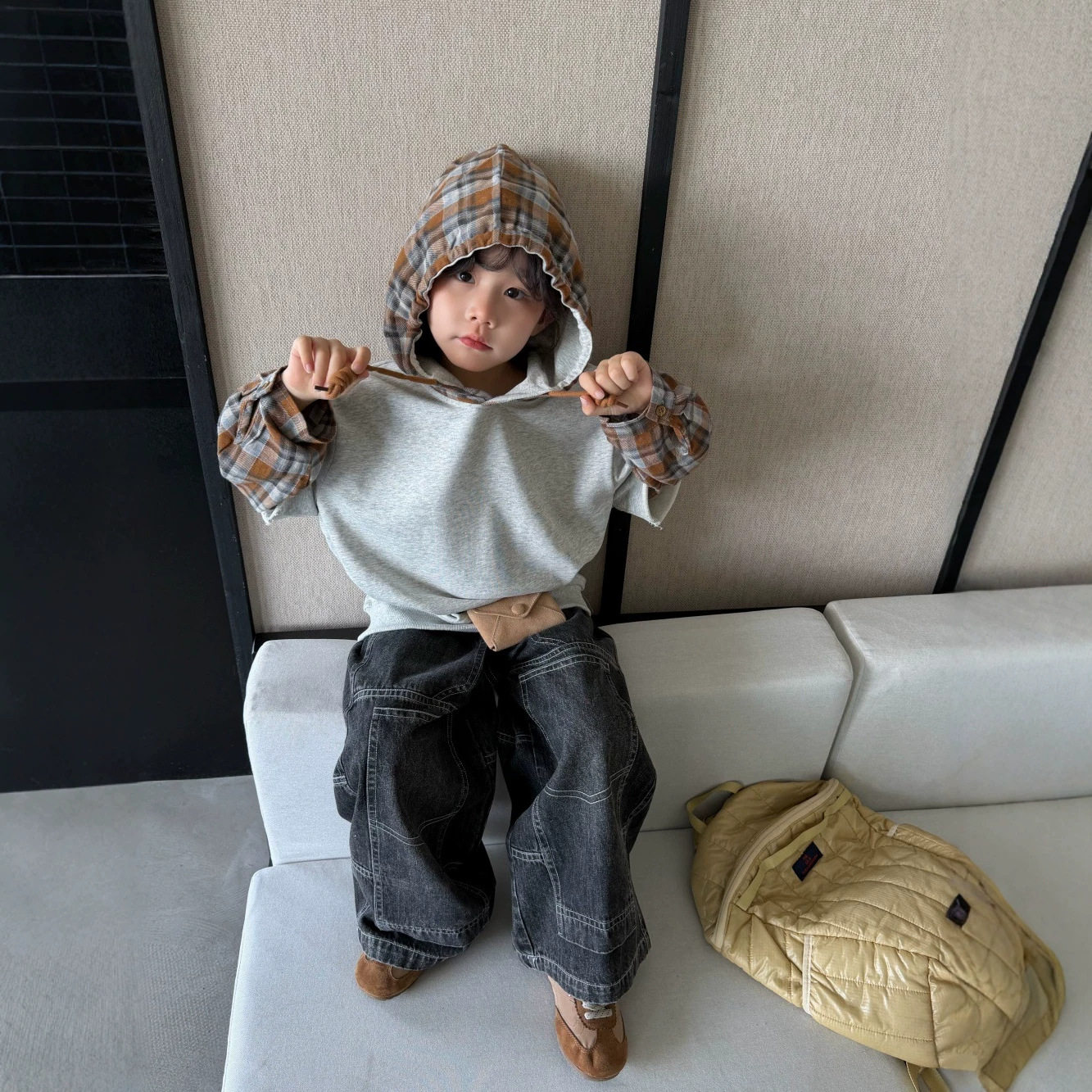 秋季韩系男童连帽卫衣阔腿裤套装