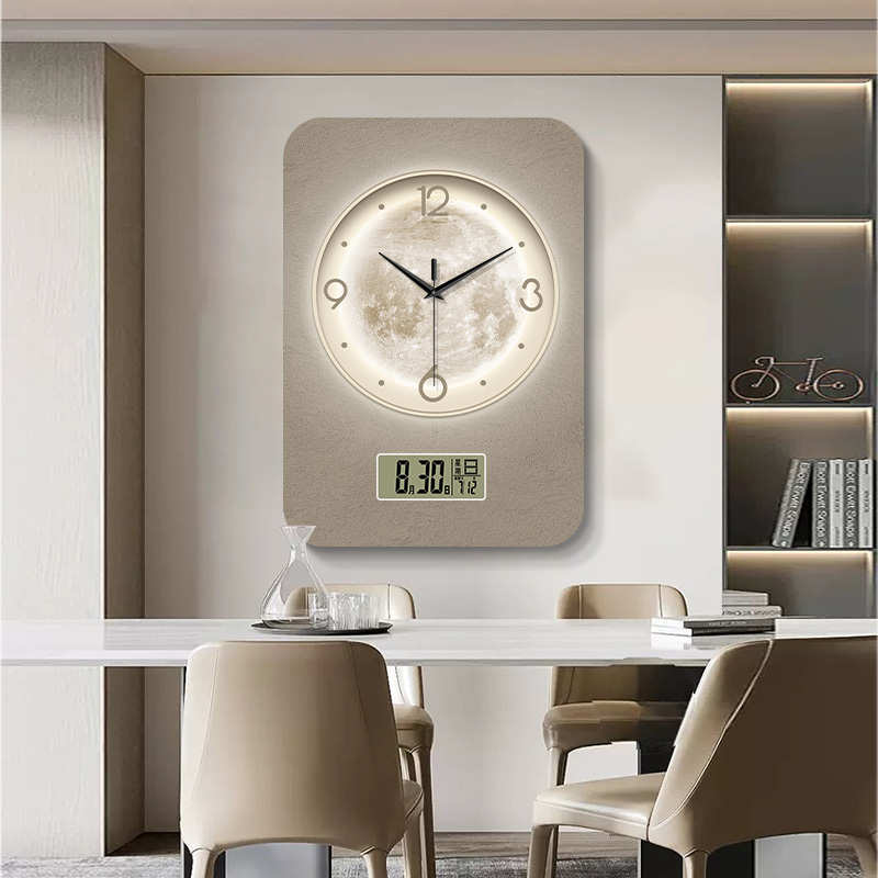 现代简约餐厅装饰画纯色钟表挂钟