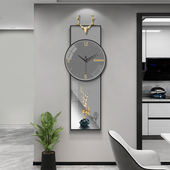 饰画 新款 麋鹿玄关装 画钟表挂钟客厅创意艺术饭厅表挂墙静音时钟