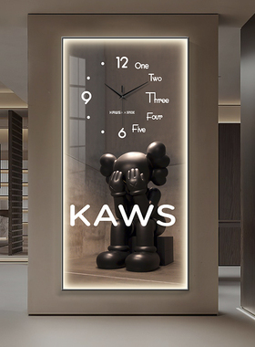 kaws玄关装饰画 画钟表挂钟客厅过道走廊挂画 画发光灯画 画暴力