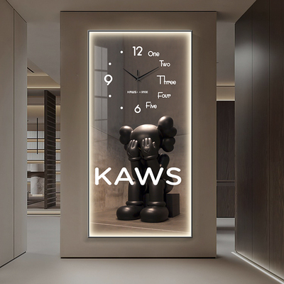 kaws玄关装饰画 画钟表挂钟客厅过道走廊挂画 画发光灯画 画暴力