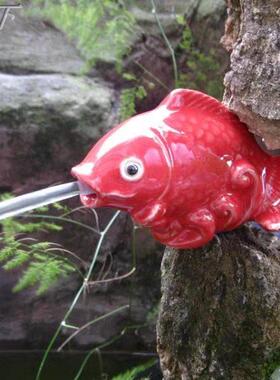 中式陶瓷流水喷水锦鲤鱼循环摆件家居庭院配件假山造景制氧装饰品