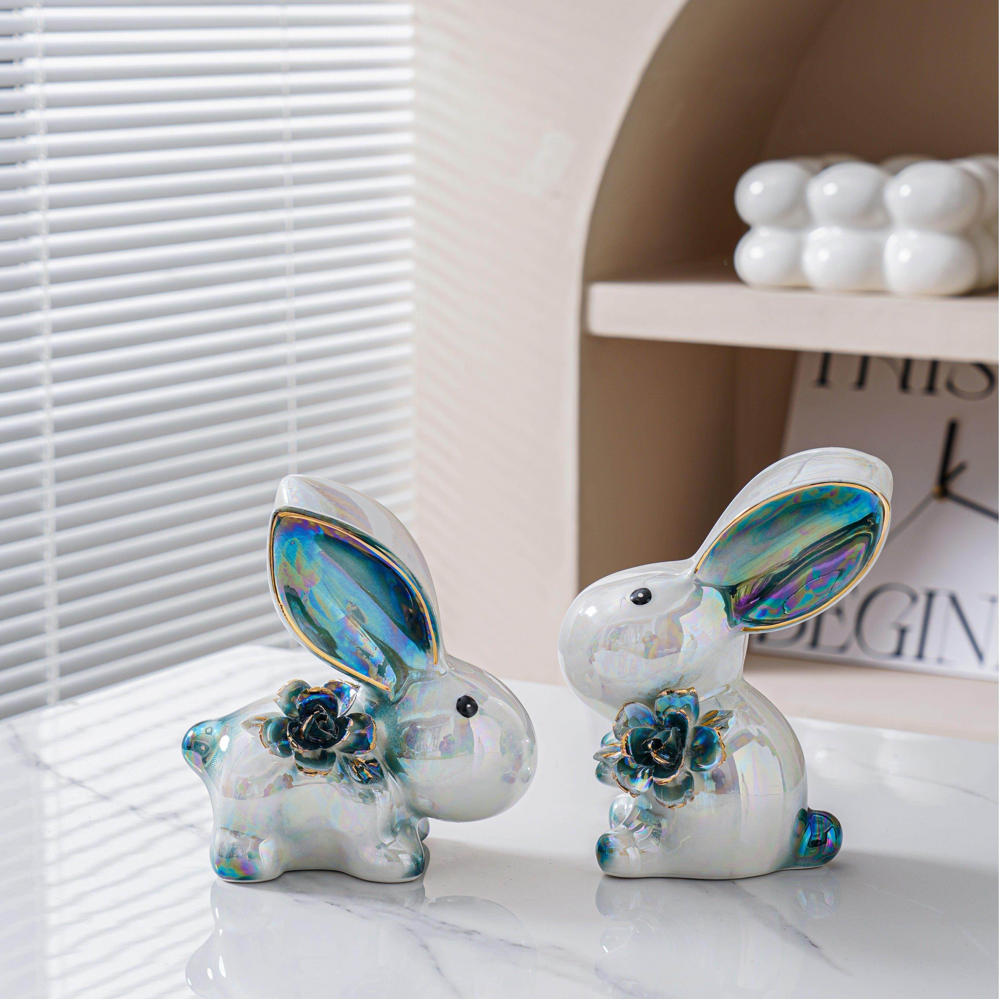 陶瓷摆件现代客厅电视柜茶几卧室玄关桌面创意兔子装饰品乔迁送礼,家居饰品,桌面摆件,淘宝优惠券,粉丝福利购,淘宝优惠卷