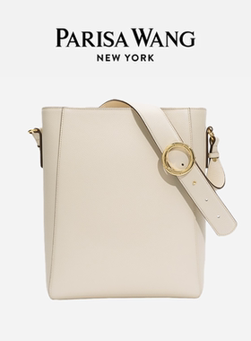 Parisa Wang女包Carrie凯莉托特包水桶包包头层牛皮通勤轻奢中号