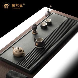 泡茶台简约石头现代功夫茶具托盘 慕芳阁乌金石茶盘天然家用日式