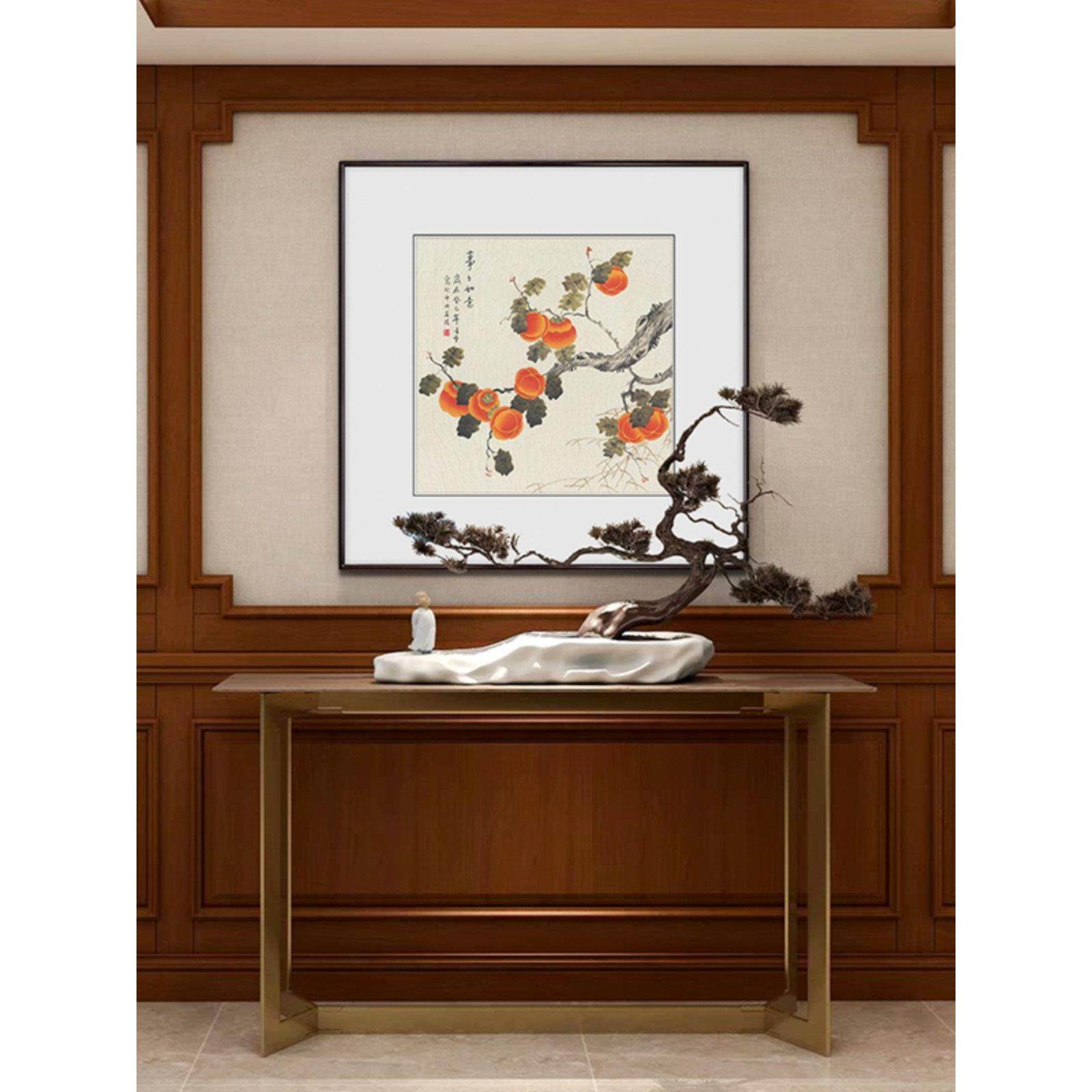 【十年老店】事事如意柿子画中式餐厅装饰画寓意吉祥国画斗方挂画,家居饰品,国画,淘宝优惠券,粉丝福利购,淘宝优惠卷
