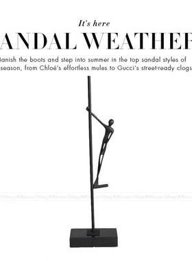 北欧现代样板间家居人物动物摆件客厅简约软装饰品金属大理石摆设