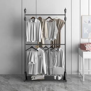双层晾衣架落地不占空间晒衣架收纳简易衣帽架子卧室内家用挂衣架