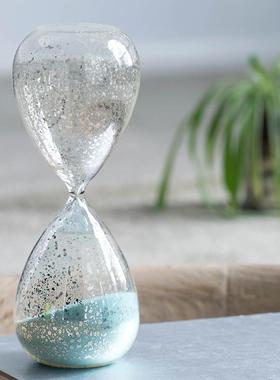 Powkhome欧式复古玻璃沙漏计时器客厅书房玄关软装装饰品桌面摆件