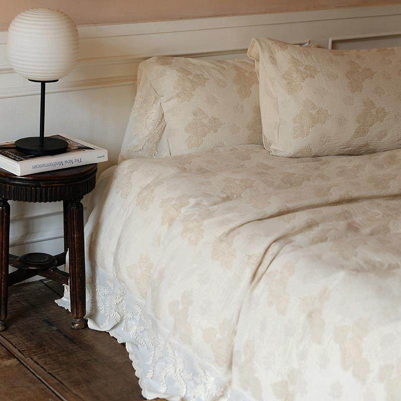 法式温柔复古仙美镂空花边色织棉麻提花四件套貌美亚麻高级感床品,床上用品,床品套件/四件套/多件套,淘宝优惠券,粉丝福利购,淘宝优惠卷