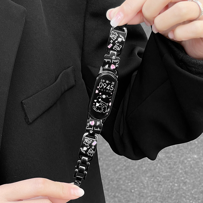 鑫景辉适用小米手环涂鸦小猫表带