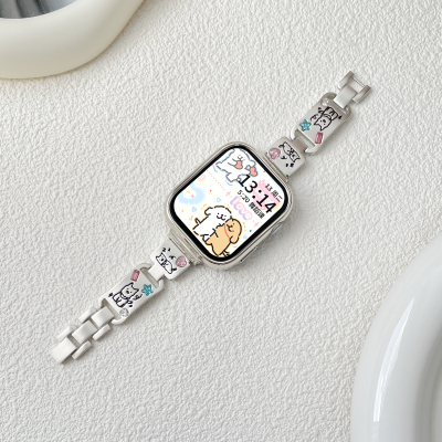 适用华为watchfit3表带女生彩钻金属watch智能手表fit2手环可爱小狗新款替换腕带专用fit1手表带夏季女款
