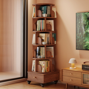 书架落地置物架360度旋转书架儿童家用客厅绘本架多层简易书柜