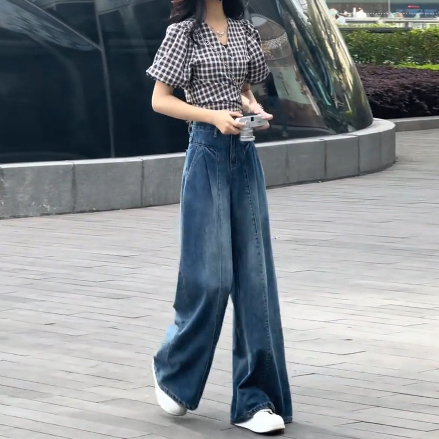 2025新款高腰垂感薄款宽松显瘦休闲 阔腿牛仔裤女百搭窄版直筒裤