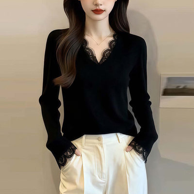 黑色针织衫女2026春季新