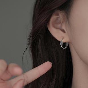 S925纯银扭曲麻花耳环女耳扣小众复古做旧新款 轻奢百搭独特潮 爆款