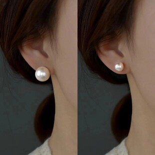 S999纯银针珍珠耳钉小众轻奢气质百搭简约养耳洞防过敏精致高级感