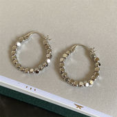 招财转运纯银碎银几两耳环女小众高级耳钉2026年新款 耳饰甜美轻奢