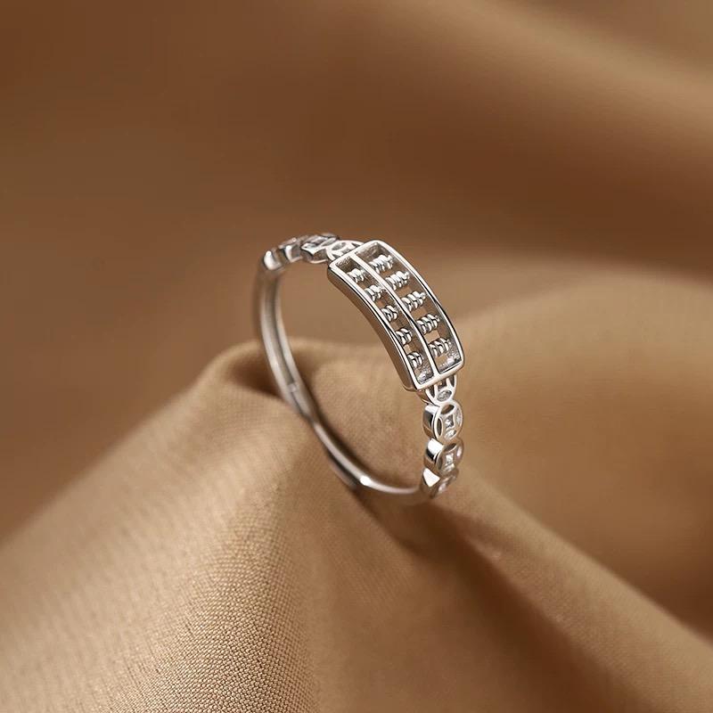 招财如意算盘戒指s925纯银中式