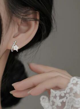 S999纯银花朵耳钉轻奢小众时尚百搭气质简约高级感新款耳环耳饰女