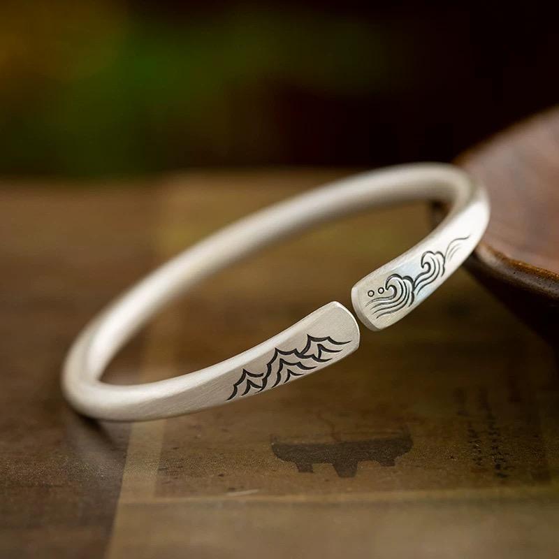 山盟海誓手镯足银复古女款