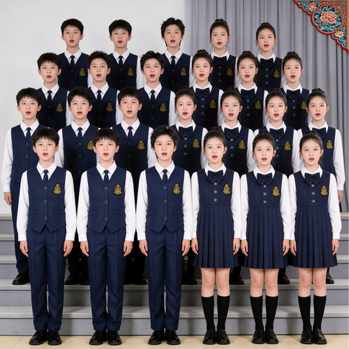 国庆节中小学生英伦表演服装班服儿童大合唱诗歌朗诵演出服毕业服