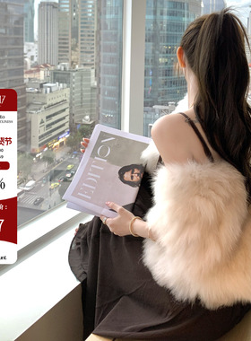 Hello17 【豪门千金】sagafurs黑标高级感狐狸毛皮草落肩马甲女冬