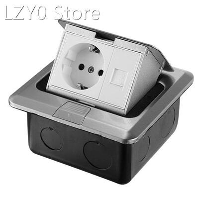 General Purpose -Up Floor Box EU 2 Pin with PC Socket Alumin