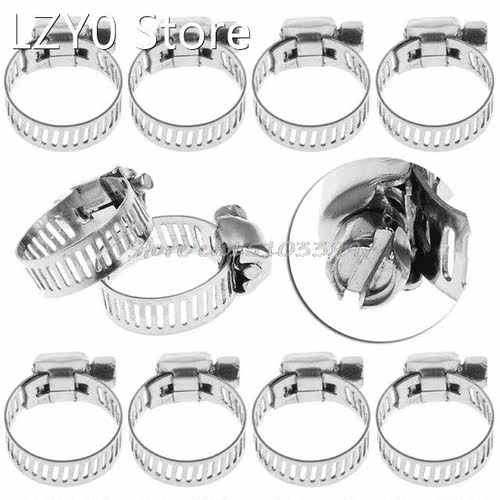 10x 1/2-3/4 Stainless Steel Adjustable Drive Hose Clamp Fu