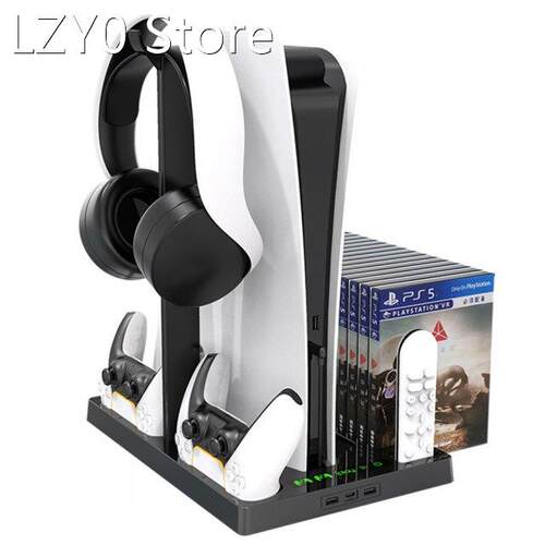 For PS5 Vertical Cooling Fan Stand with 15 Game Slot 3 Hub P