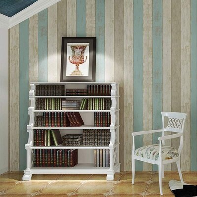 Mediterranean Style Imitation Wood Board Wood Grain Wallpape