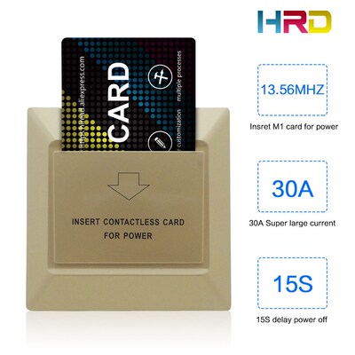 13.56MHz Card Switch 180~250V 30A Gold Plane Insert Card to
