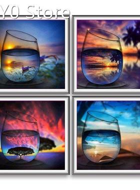 4 Pack Wine Glass 5D DIY Diamond Painting Kits Full Drill Rh