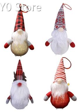 Christmas Tree LED Lighted Gnome Doll Hanging Pendant Facele