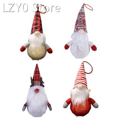 Christmas Tree LED Lighted Gnome Doll Hanging Pendant Facele