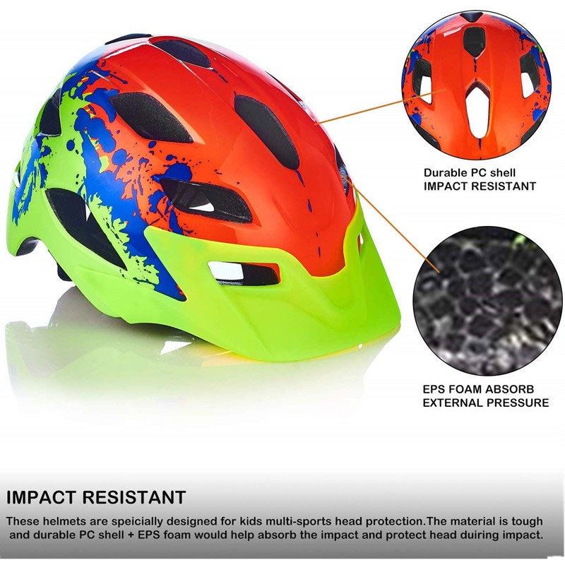 EXCLUSKY Kids Bicycle Helmet Children Boys Red Mtb Bike Hel