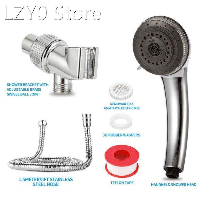 1Set 7 Functions Shower Head 360 Degree Rotary High Pressure