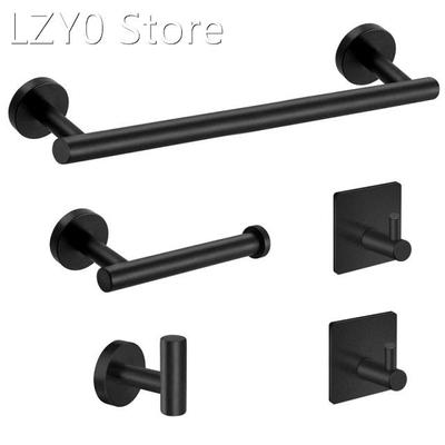 5-Pieces Matte Black Bathroom Hardware Set Stainless Steel R