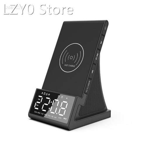 Wireless Charging Digital Speaker Alarm Clock With Remote Co
