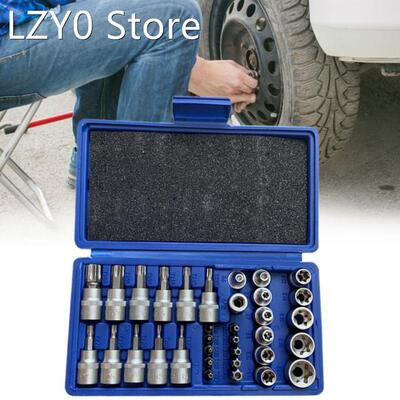 34Pcs Bits Socket Set Chrome Vanadium Steel Press Batch Slee